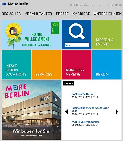 Messe-Berlin Website 'Grüne Woche' 2019
