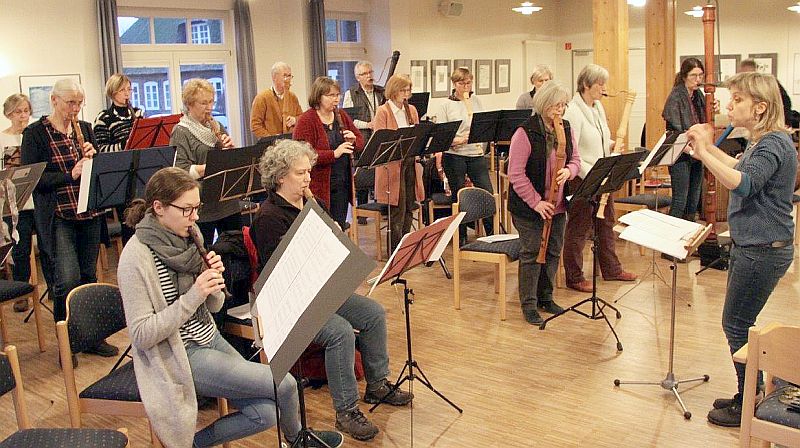 Blockflöten-Tag mit dem "Angeliter Blockflöten-Orchester" in Mittelangeln-Satrup, Kulturzentrum "Alte Schule Satrup" am 2.2.2019
